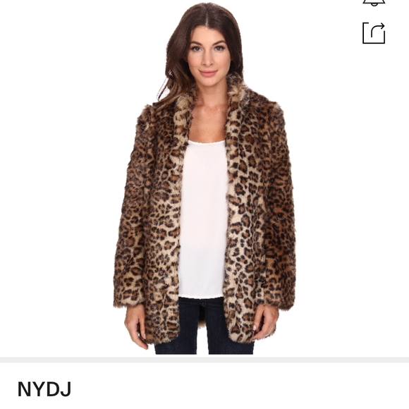 NEW ☆ NYDJ ☆ West End Coat Vicuna CHEETAH Faux Fur Jacket Winter Medium - Picture 3 of 7